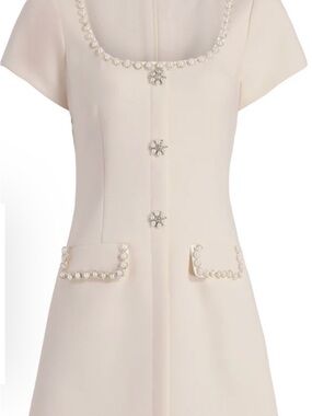 Likely Cream Mini Dress with Pearl Trim. Worn once to a church/temple ceremony.